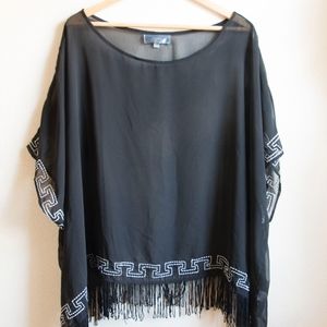 Sheer Top with Fringe